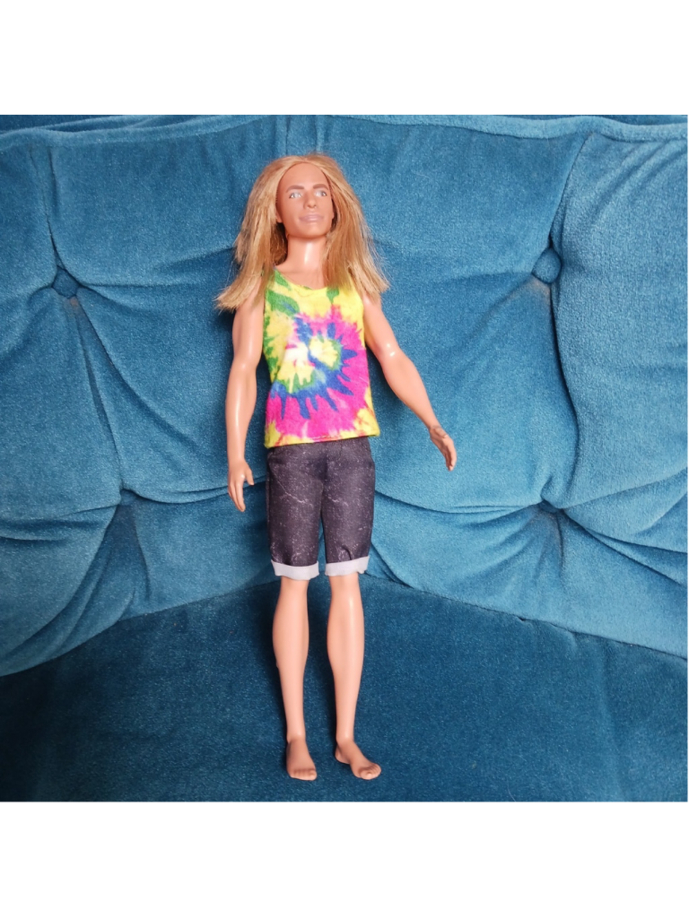 Mattel Barbie Ken Fashionistas Doll 138 Long Blonde Hair Tye Dye Tank 2019
